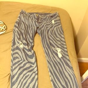 Michael kors zebra print distressed jeans